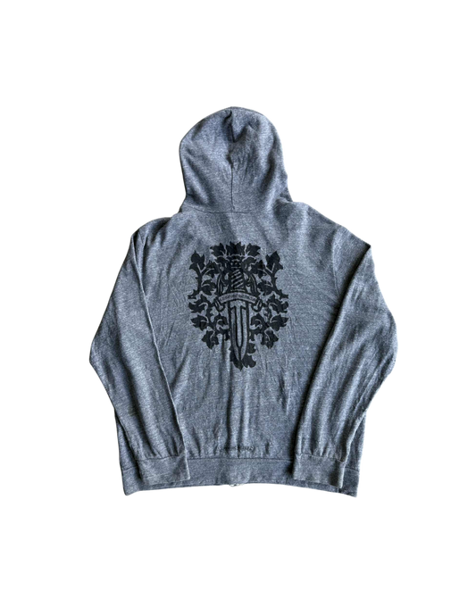 Chrome Hearts Floral Dagger Logo Grey Zip up Hoodie