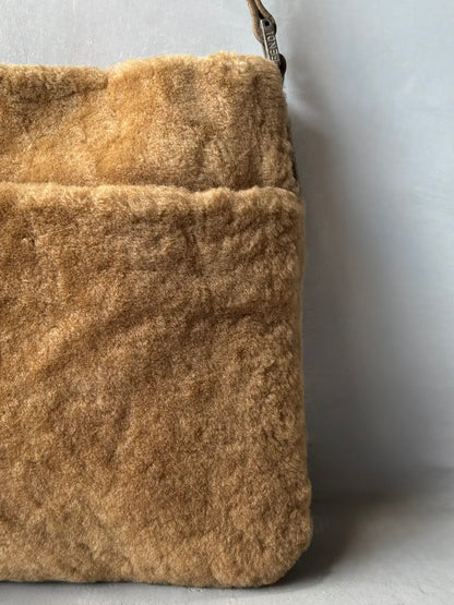 Fendi Beige Faux Fur Crossbody Bag