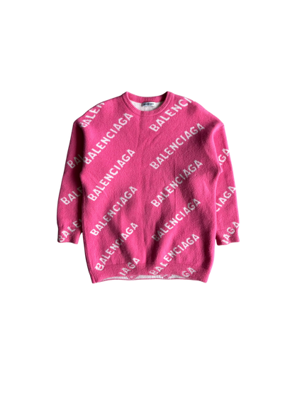 Balenciaga All Over Print Pink Crewneck