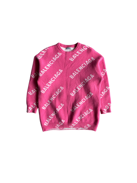 Balenciaga All Over Print Pink Crewneck