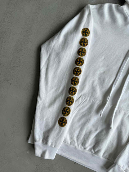 Chrome Hearts White & Yellow Cross Logo Hoodie