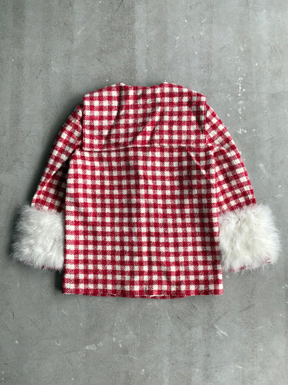 Gucci Red Tweed With Fur Sleeves Jacket