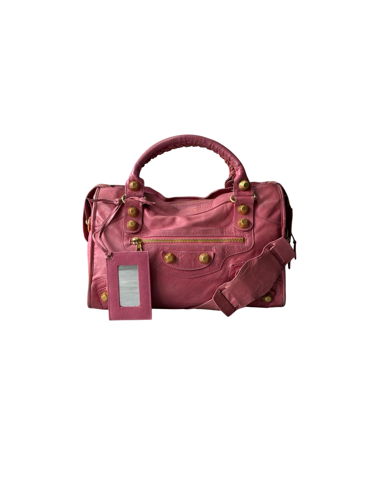 Balenciaga Classic City Pink on Gold Giant 21 Lambskin Bag