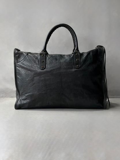 Balenciaga XL Weekender Black on Brass Lambskin Bag