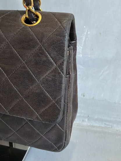 Chanel Classic Meduim Double Flap Dark Brown Shoulder Bag