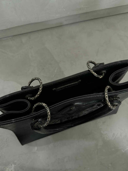 Chrome Hearts 90s Grained Calfskin Fleur De Lis Leather Handbag