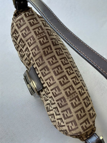 Fendi Zucchino Double Flap Baguette Bag