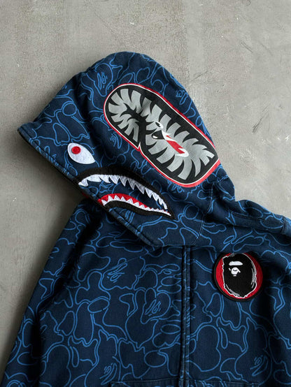 Bape 30th Anniversary Blue Camou Shark Full Zip Hoodie