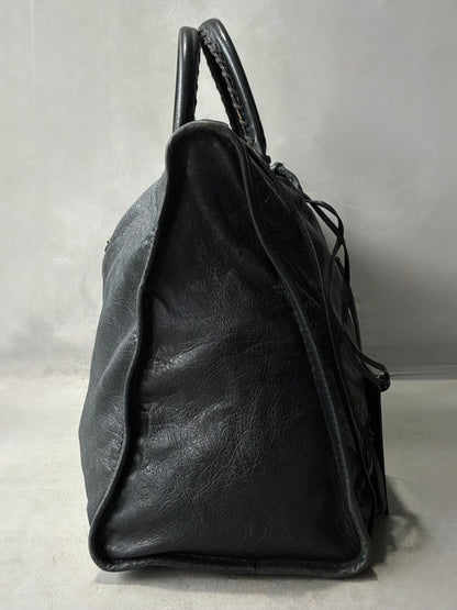 Balenciaga XL Weekender Black on Brass Lambskin Bag