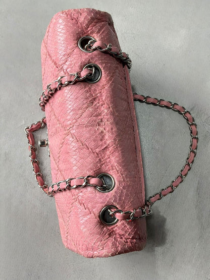 Chanel Python Skin Pink Flap Bag