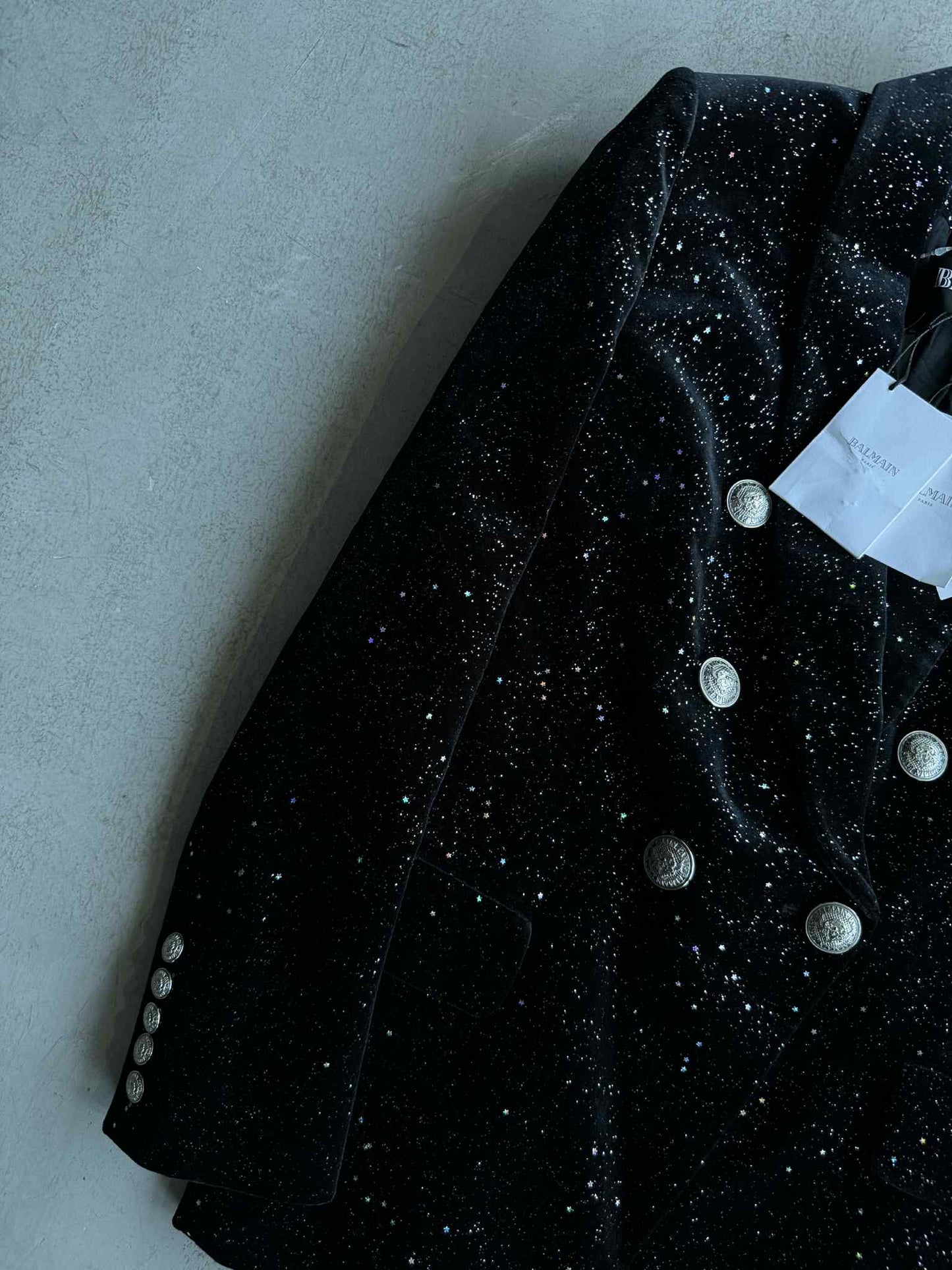 Balmain Stardust Double Breasted Velvet Coat