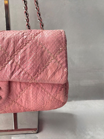 Chanel Python Skin Pink Flap Bag