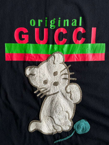 Gucci Cat Script Black Tee