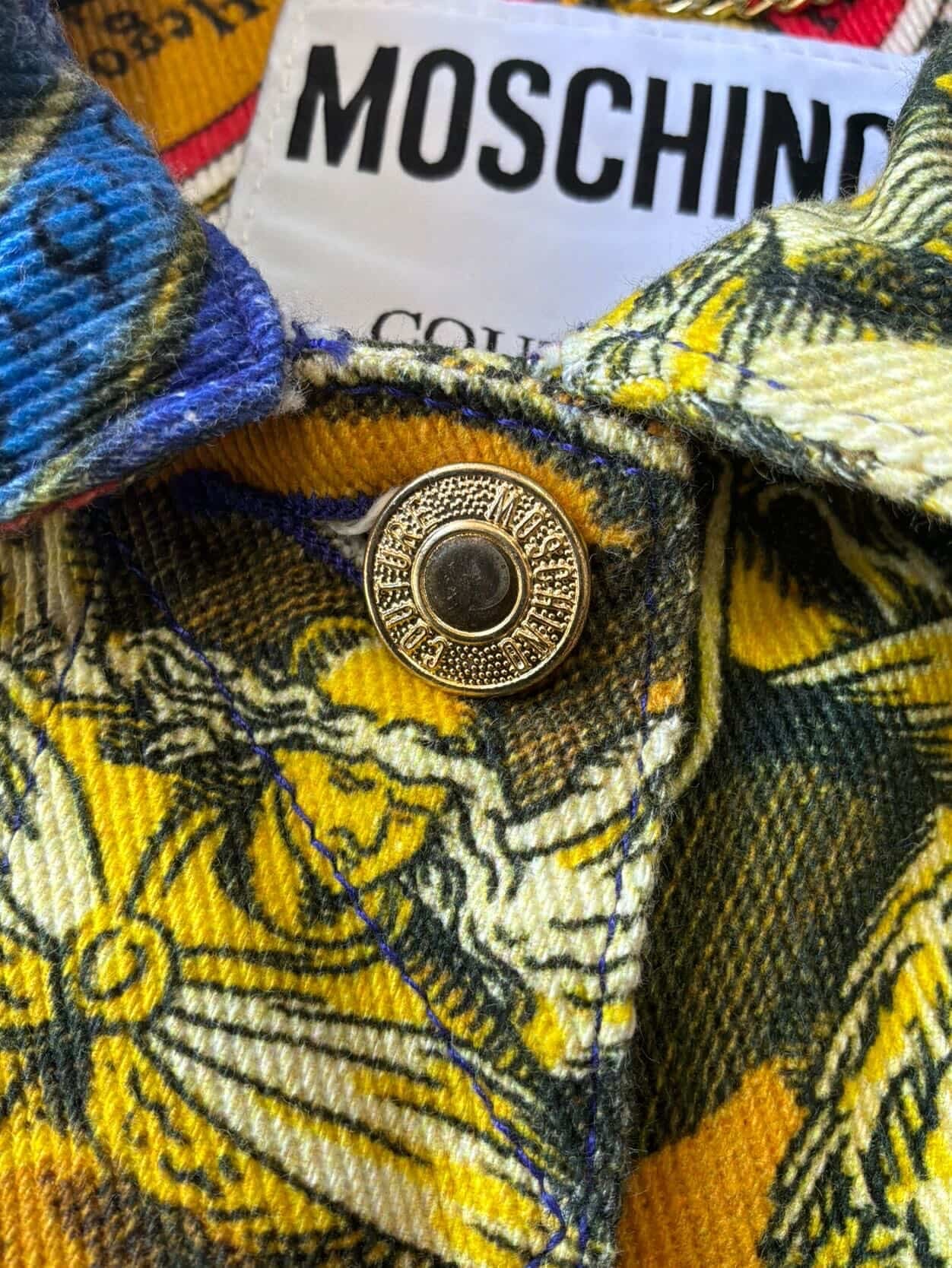 Moschino Womens Couture All Over Print Denim Jacket