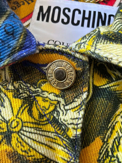 Moschino Womens Couture All Over Print Denim Jacket