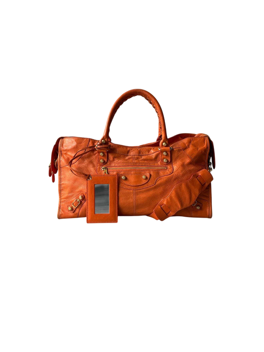 Balenciaga City Part Time Giant 12 Orange Lambskin Bag