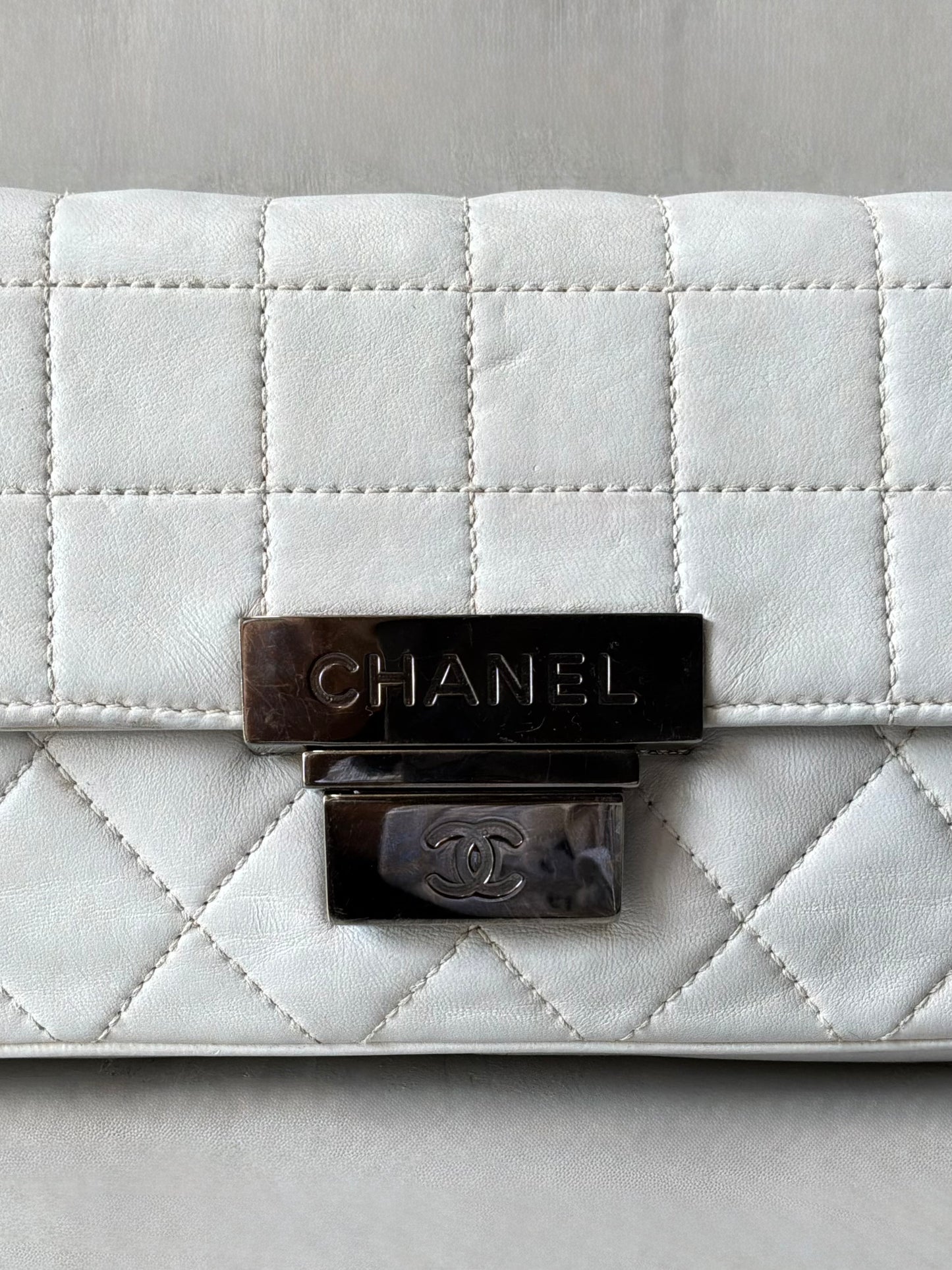 Chanel Choco Bar Quilted White Flap