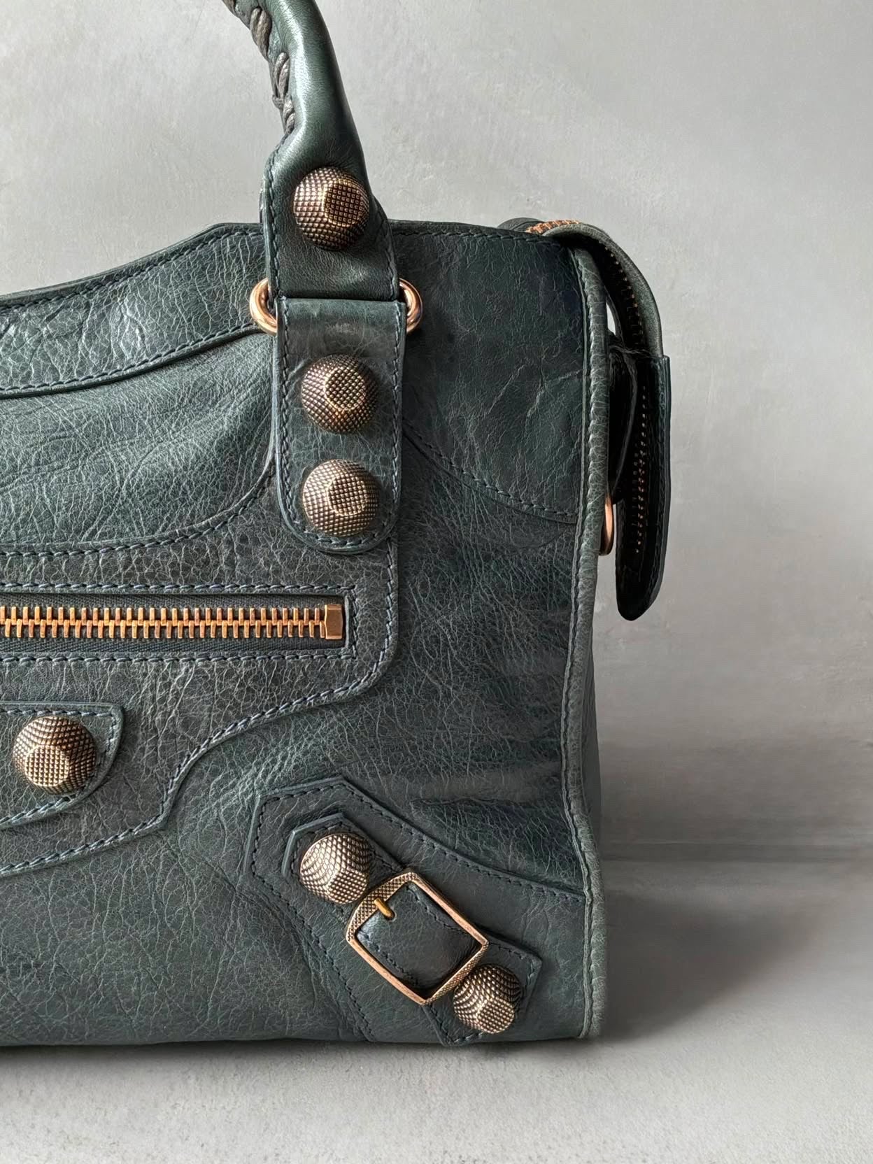 Balenciaga City Giant 21 Dark Green Lamb Skin Bag