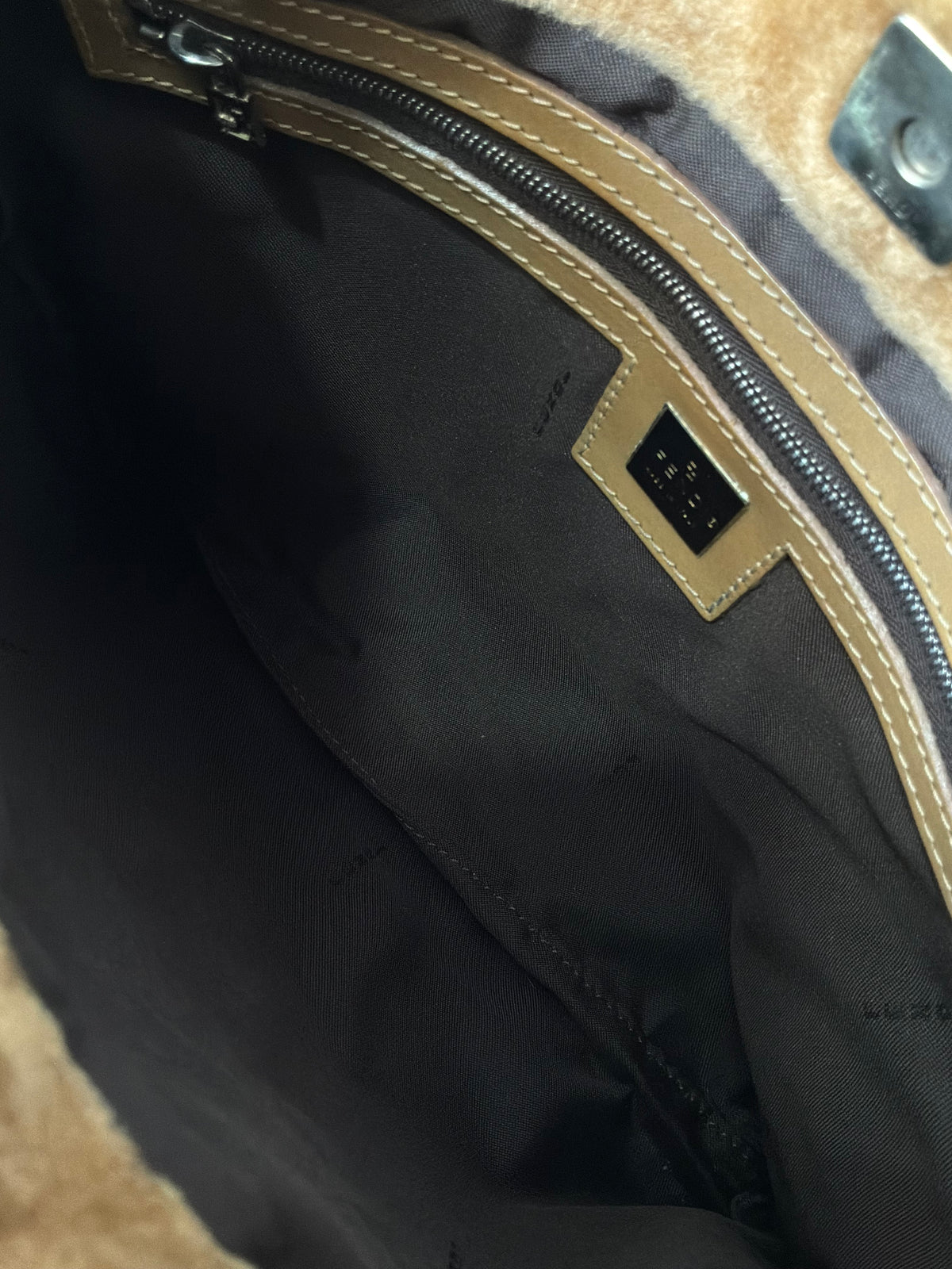 Fendi Beige Faux Fur Crossbody Bag