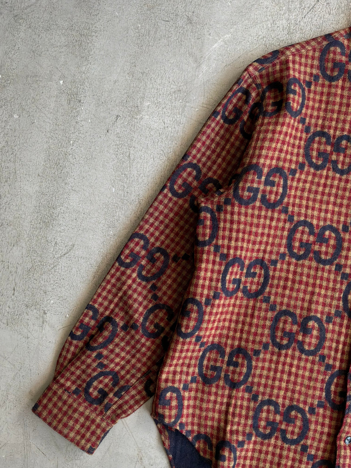 Gucci Maxi GG Gingham Wool Shirt