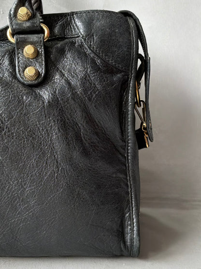 Balenciaga Classic City Black on Gold Giant 21 Lambskin Bag