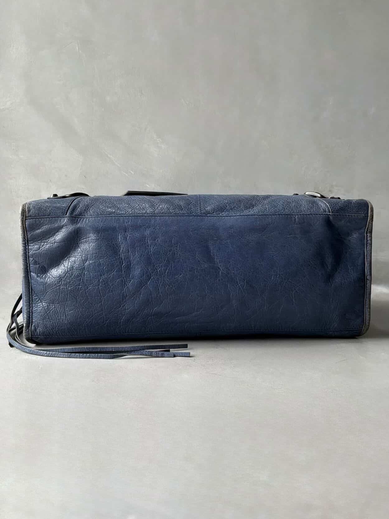 Balenciaga City Part Time Navy Lambskin Bag