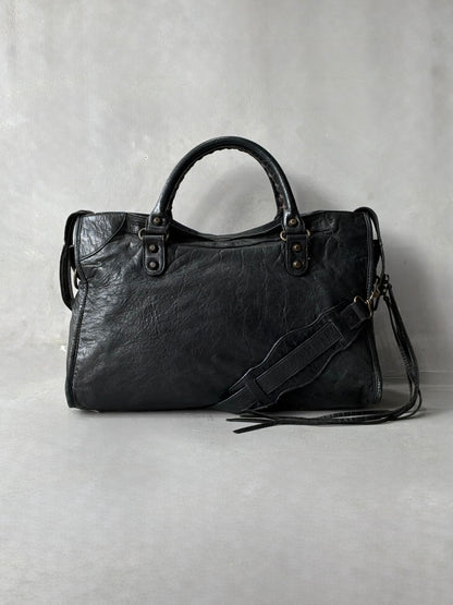 Balenciaga Classic City Black on Brass Lambskin Bag