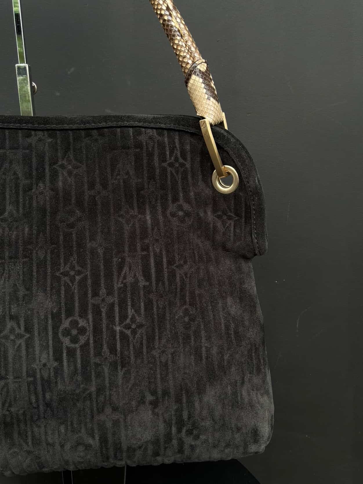 Louis Vuitton Suede Monogram Python Handle Shoulder Bag