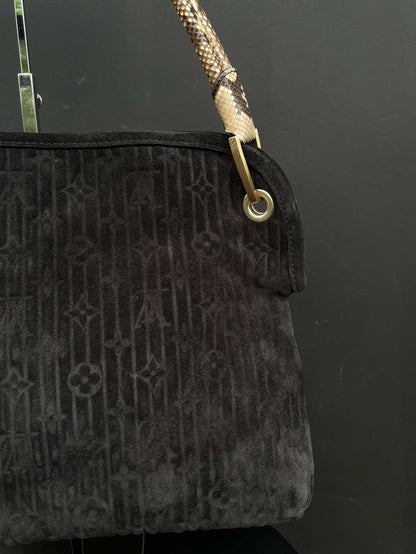 Louis Vuitton Suede Monogram Python Handle Shoulder Bag