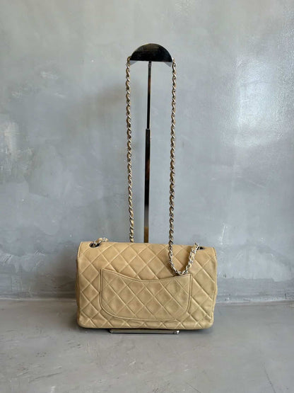 Chanel Classic Medium Single Flap Beige Crossbody Bag