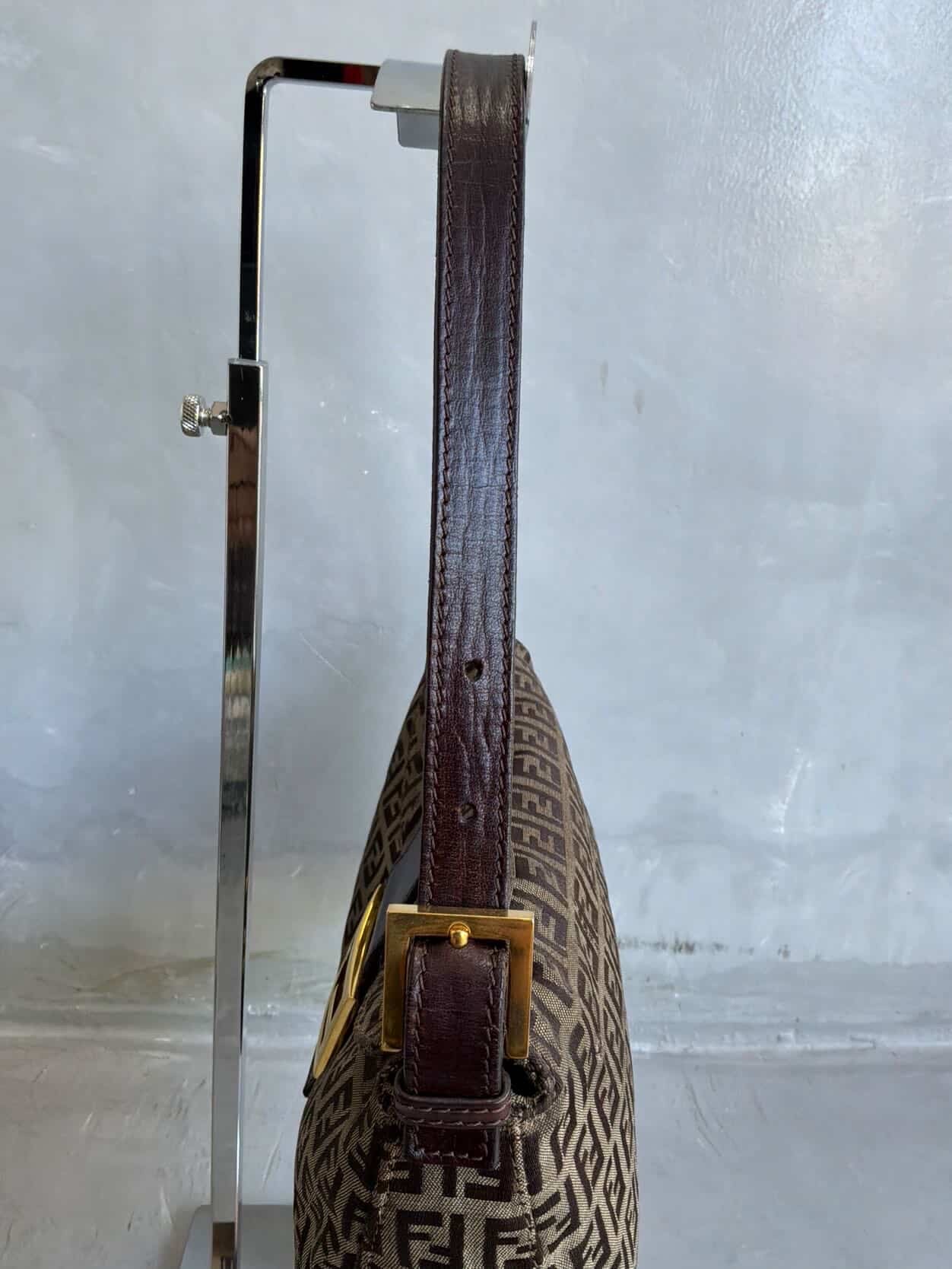 Fendi Zucchino Double Flap Baguette Bag