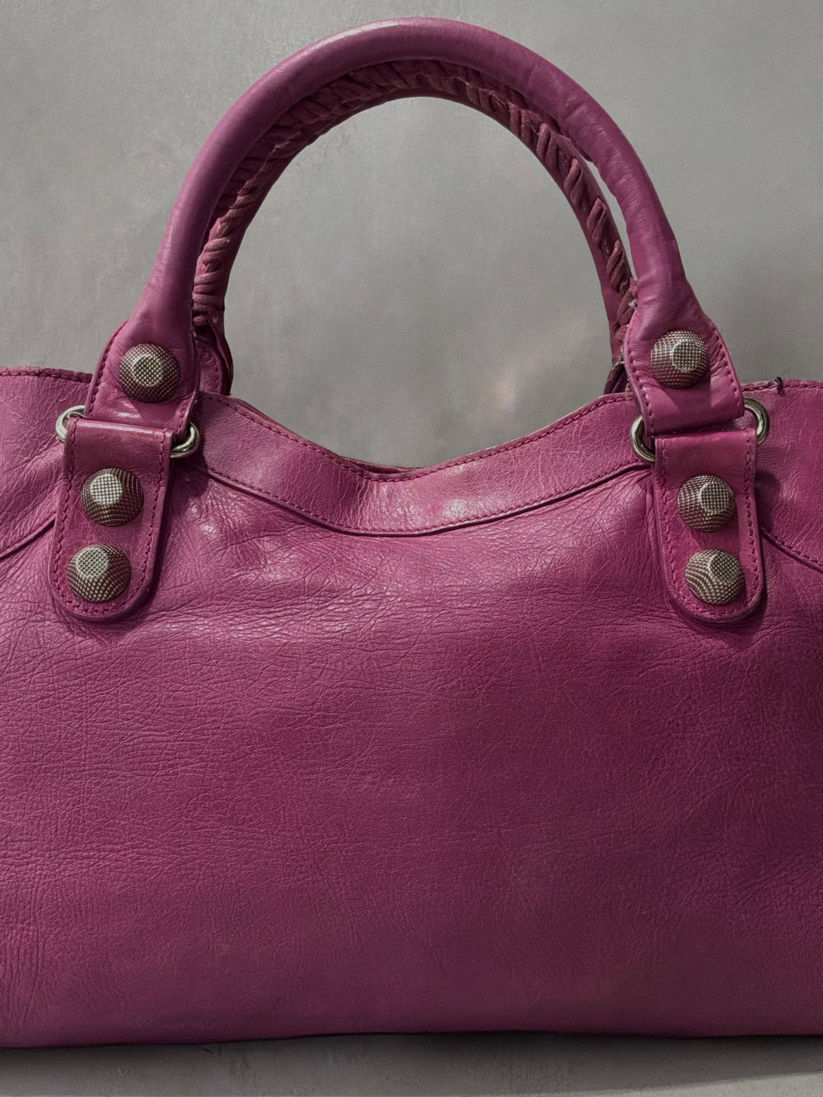 Balenciaga Classic City  Pink on Silver Giant 21 Lambskin Bag