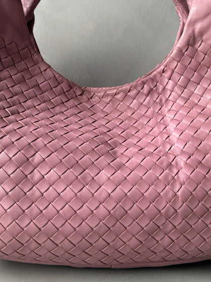 Bottega Veneta Pink Campana Intrecciato Hobo Bag