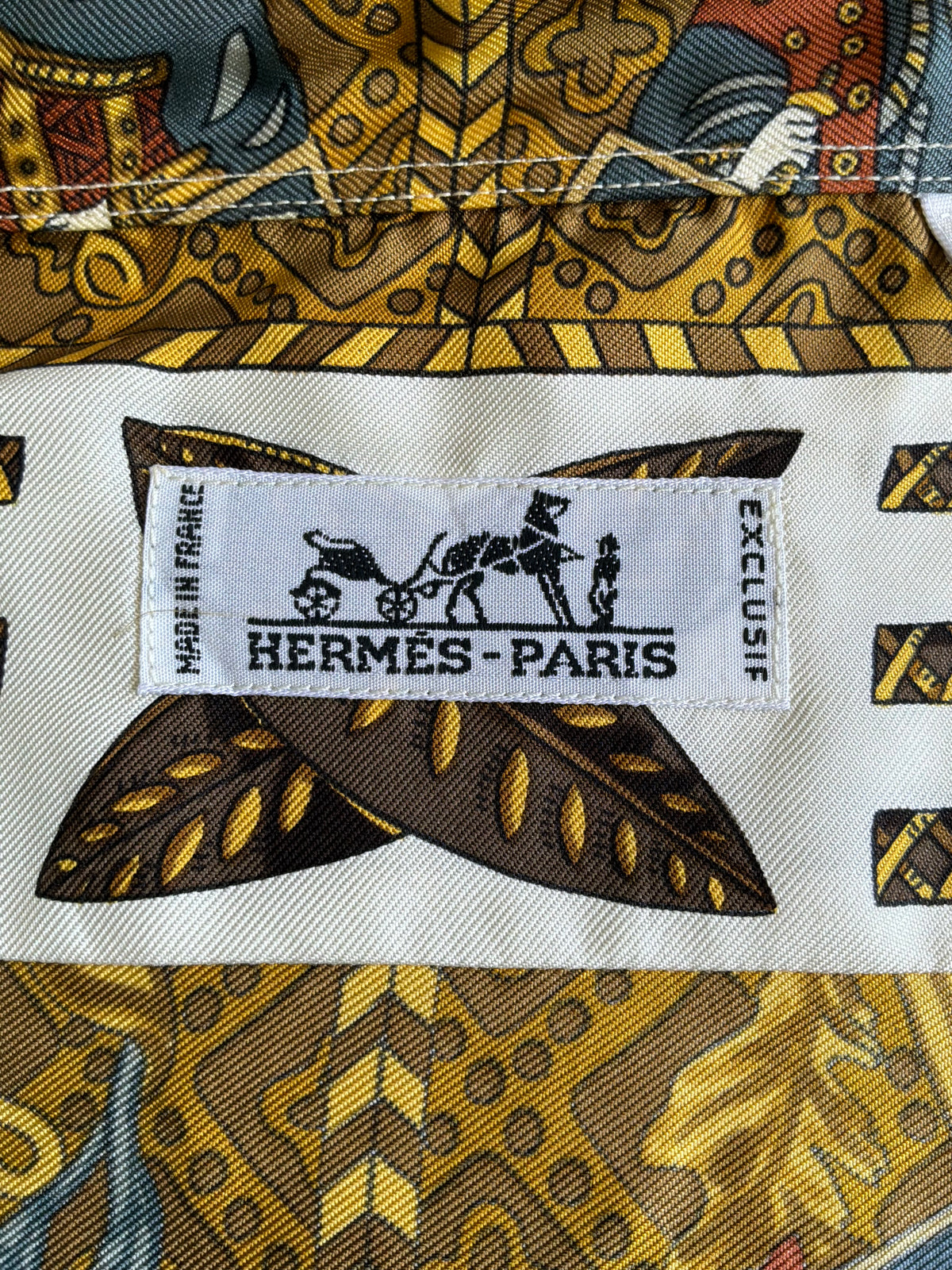 90s Hermes Tarof Motif Silk Shirt