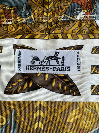 90s Hermes Tarof Motif Silk Shirt