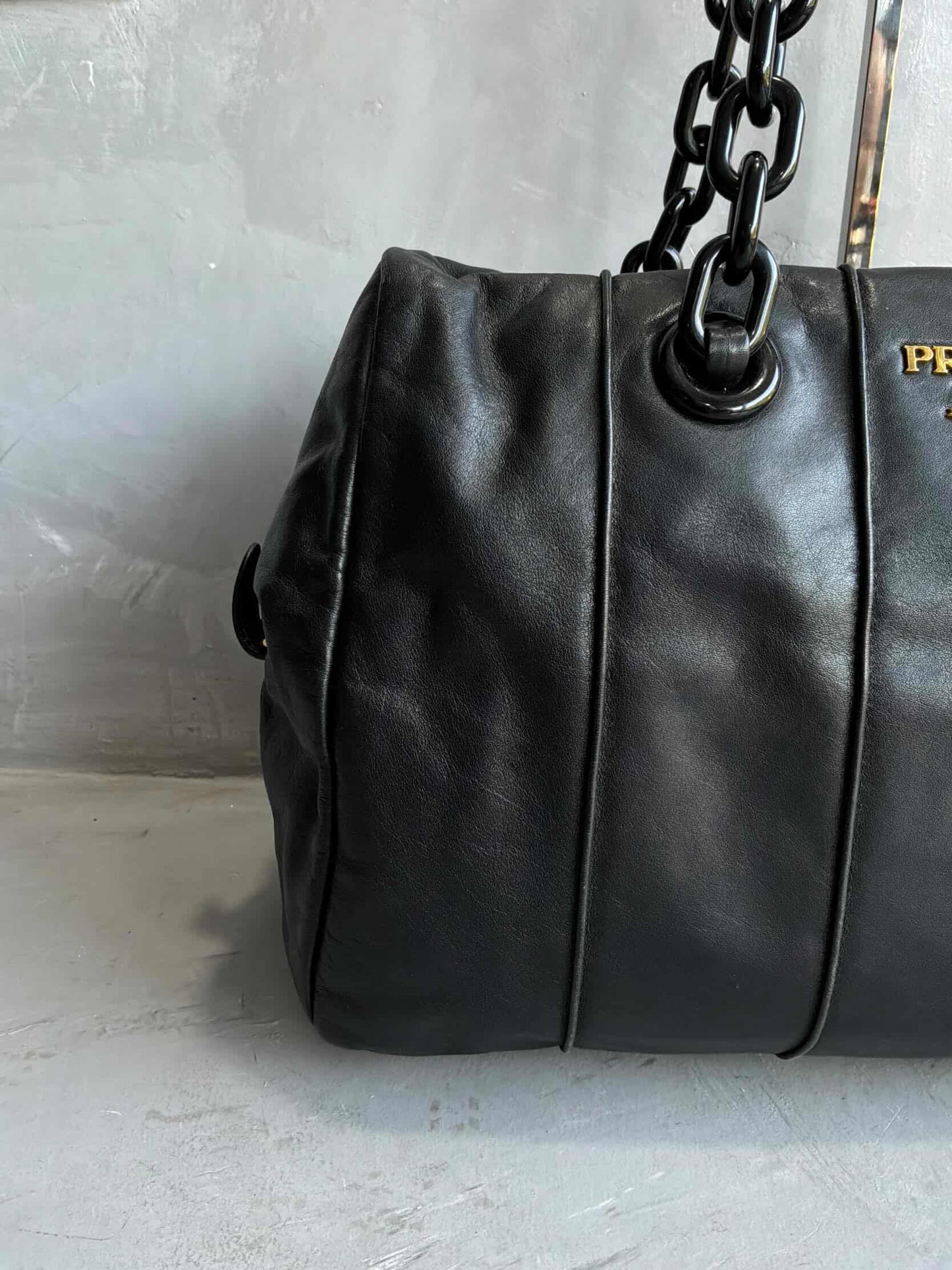 Prada Soft Calfskin Big Chain Shoulder Bag