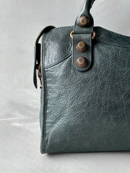 Balenciaga City Giant 21 Dark Green Lamb Skin Bag
