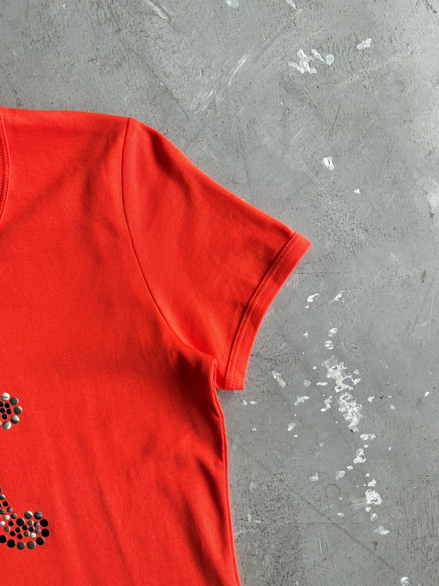 Celine Beaded Logo Orange Blouse