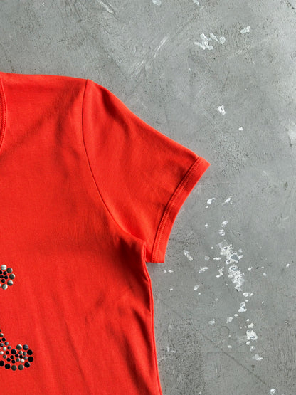 Celine Beaded Logo Orange Blouse
