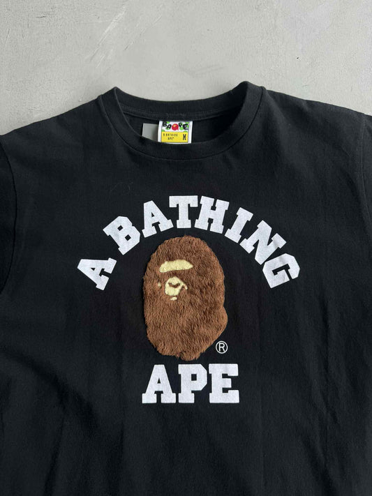 Bape College Fur Design Black Shirt