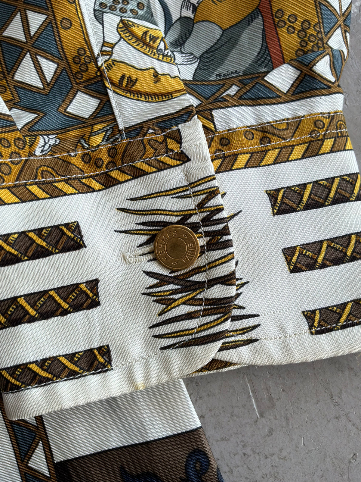 90s Hermes Tarof Motif Silk Shirt