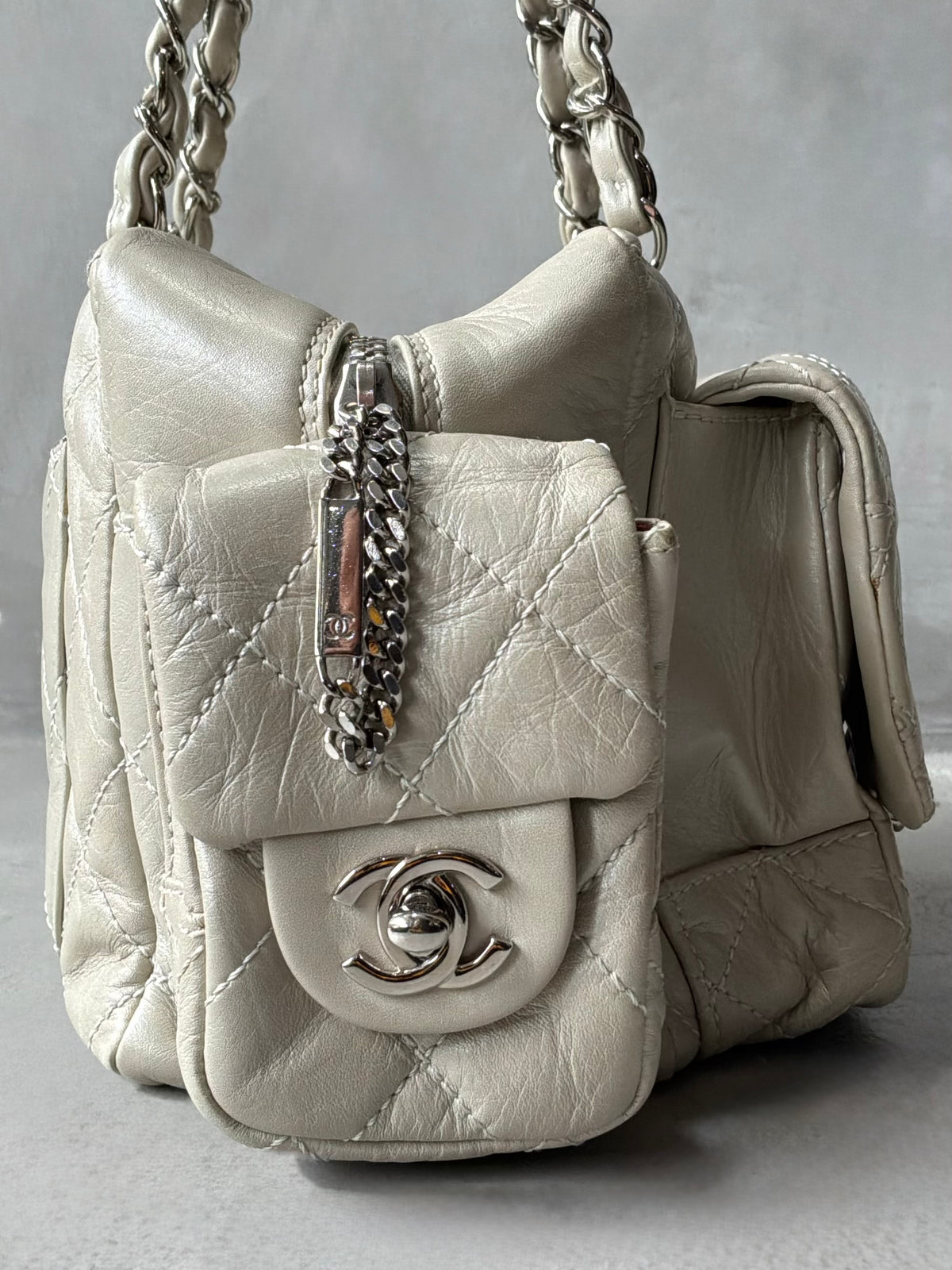 Rare Chanel Cambon Ligne Chain Reporter Lambskin Bag
