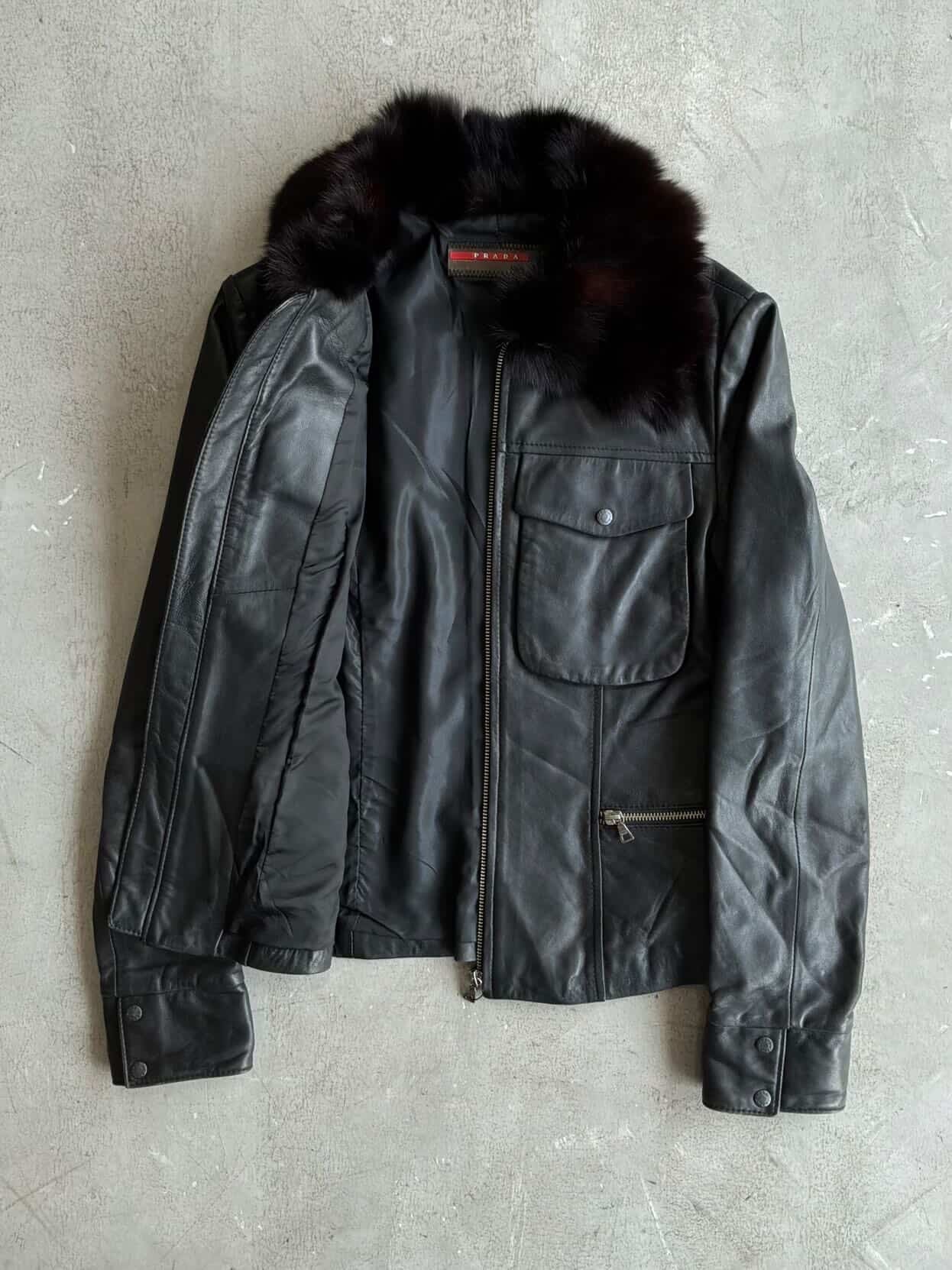 Prada Women’s Fur Trim Leather Jacket