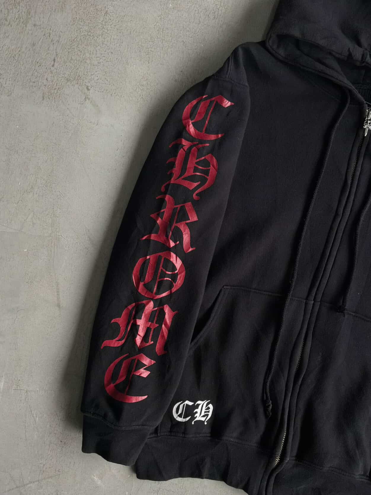 Chrome Hearts Vintage Red Cemetery Thermal Zip Hoodie