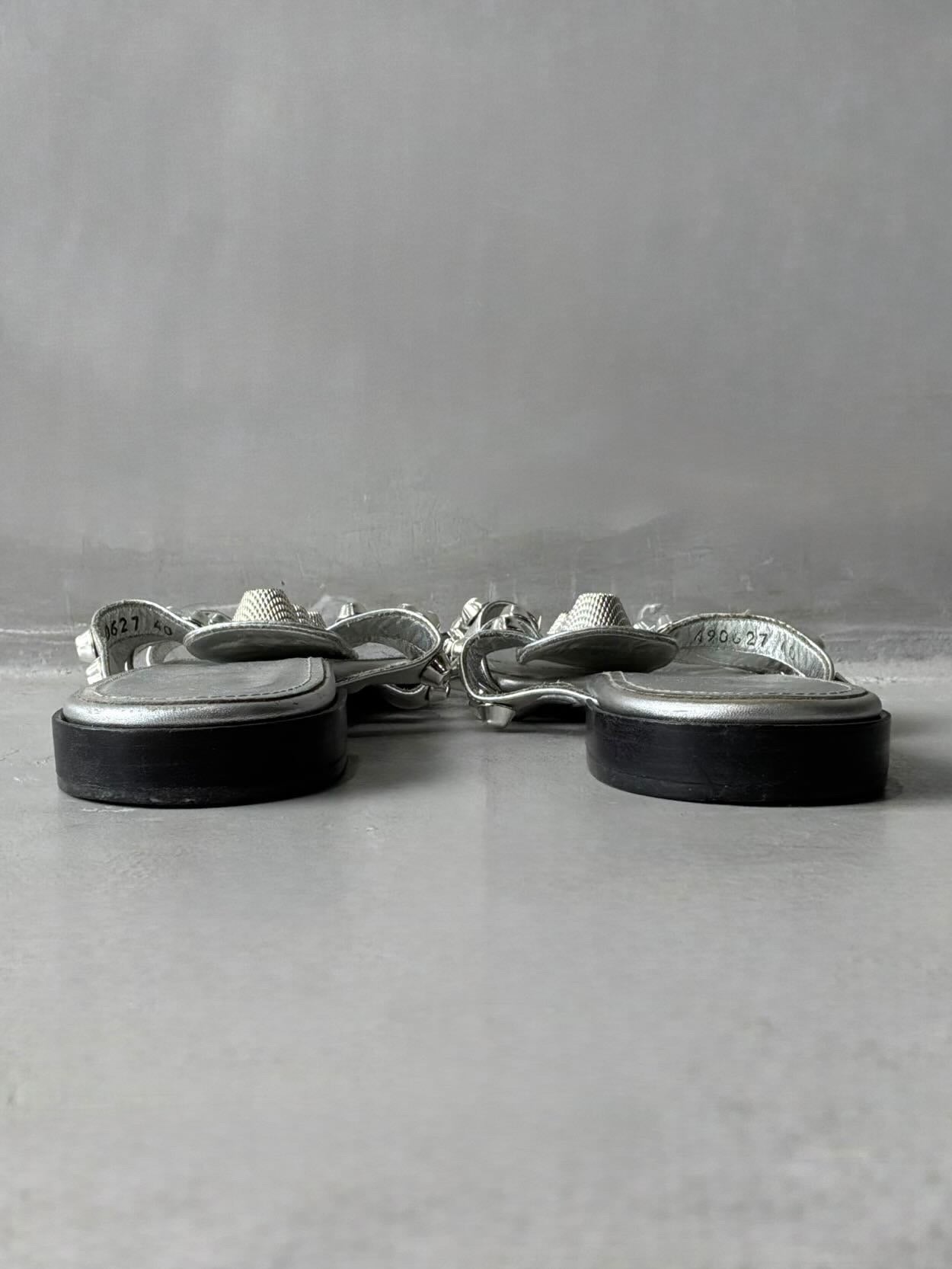 Balenciaga Metallic Silver Arena Giant Slides