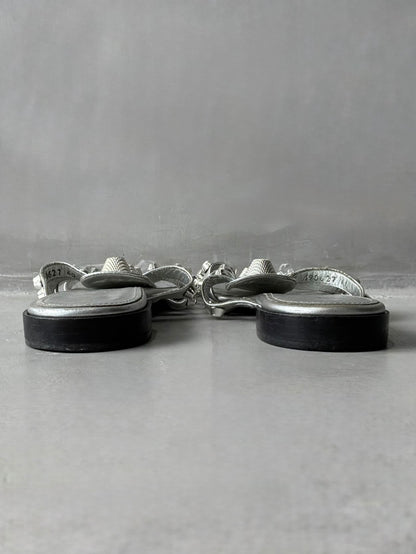 Balenciaga Metallic Silver Arena Giant Slides