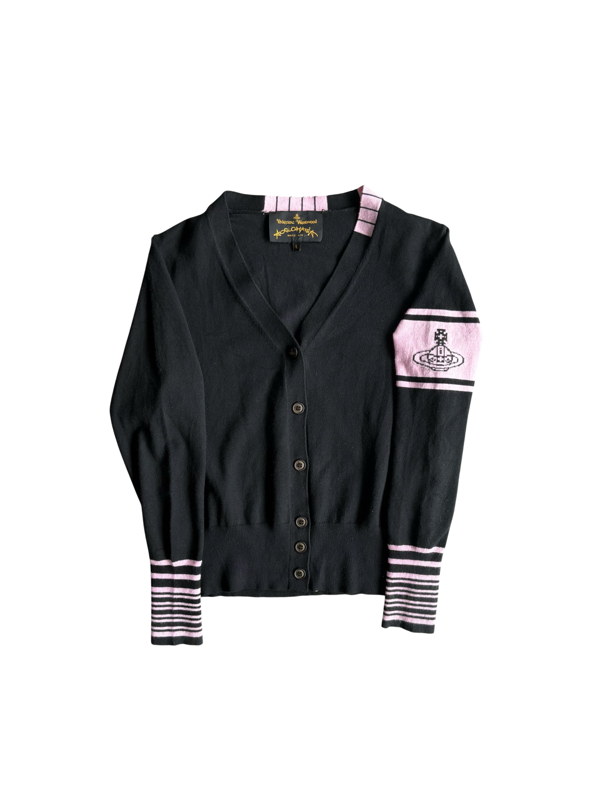 Vivienne Westwood Black Pink Wool Cardigan