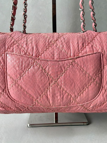 Chanel Python Skin Pink Flap Bag