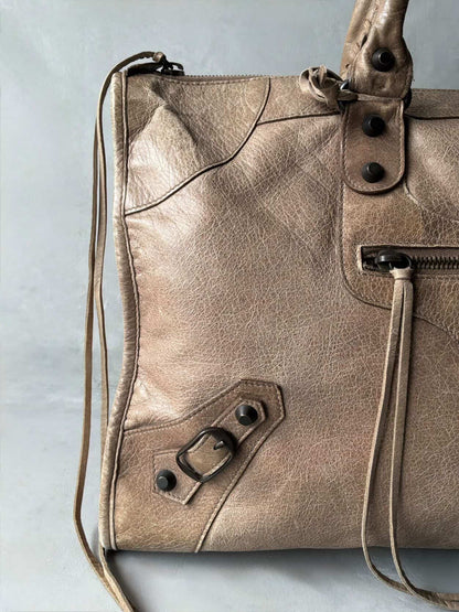 Balenciaga City Work Light Brown Lambskin Bag