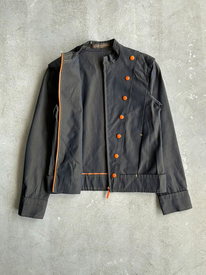 Womens Louis Vuitton Satin Orange Button Jacket